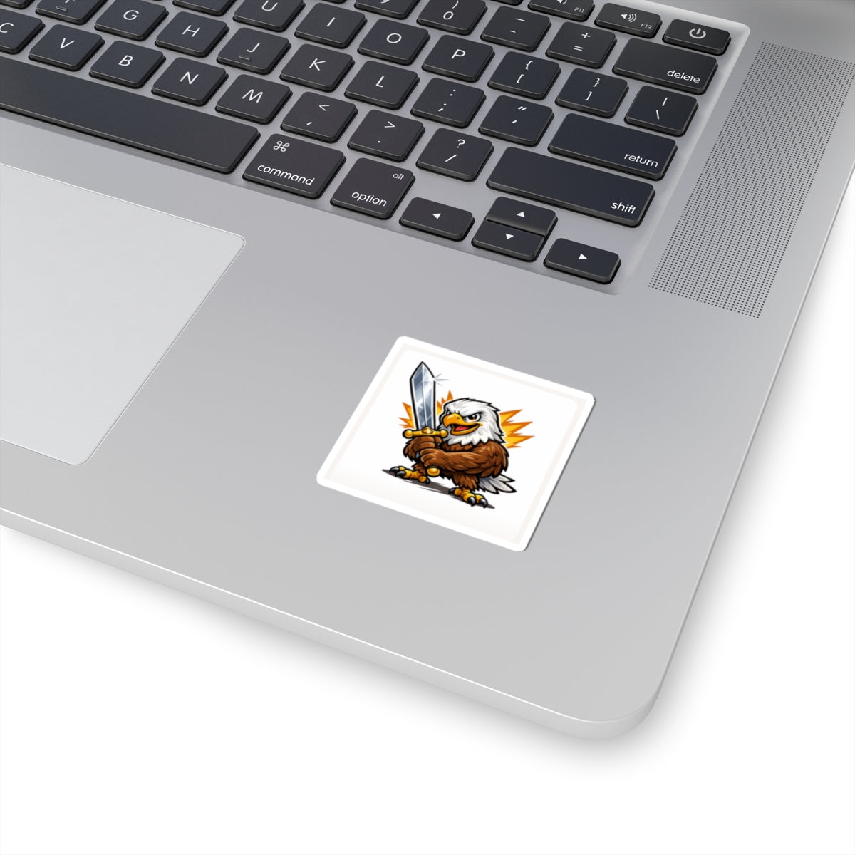 Eagle Warrior Sticker — Fierce Sword Mascot Kiss-Cut Sticker